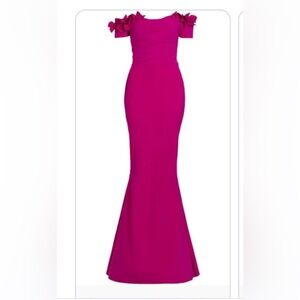 Chiara Boni Fuchsia Off-Shoulder Gown